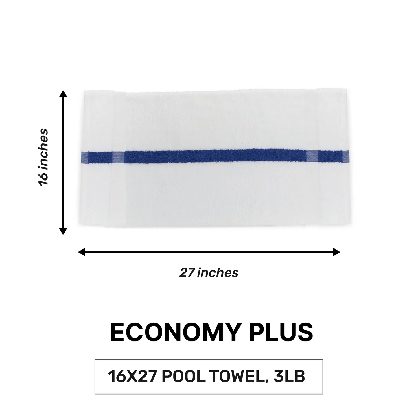 Pool Towel – 16X27 | 3 lb/Doz | Bluestripe | ECONOMY PLUS