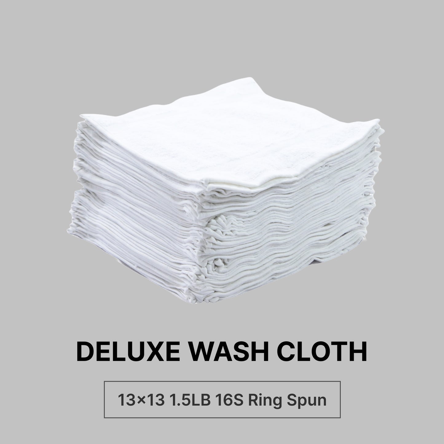 13x13 Wash Cloth 1LB 16S Ring Spun 100% Cotton  [DELUXE], 25dz/White Box -  Dobby Border