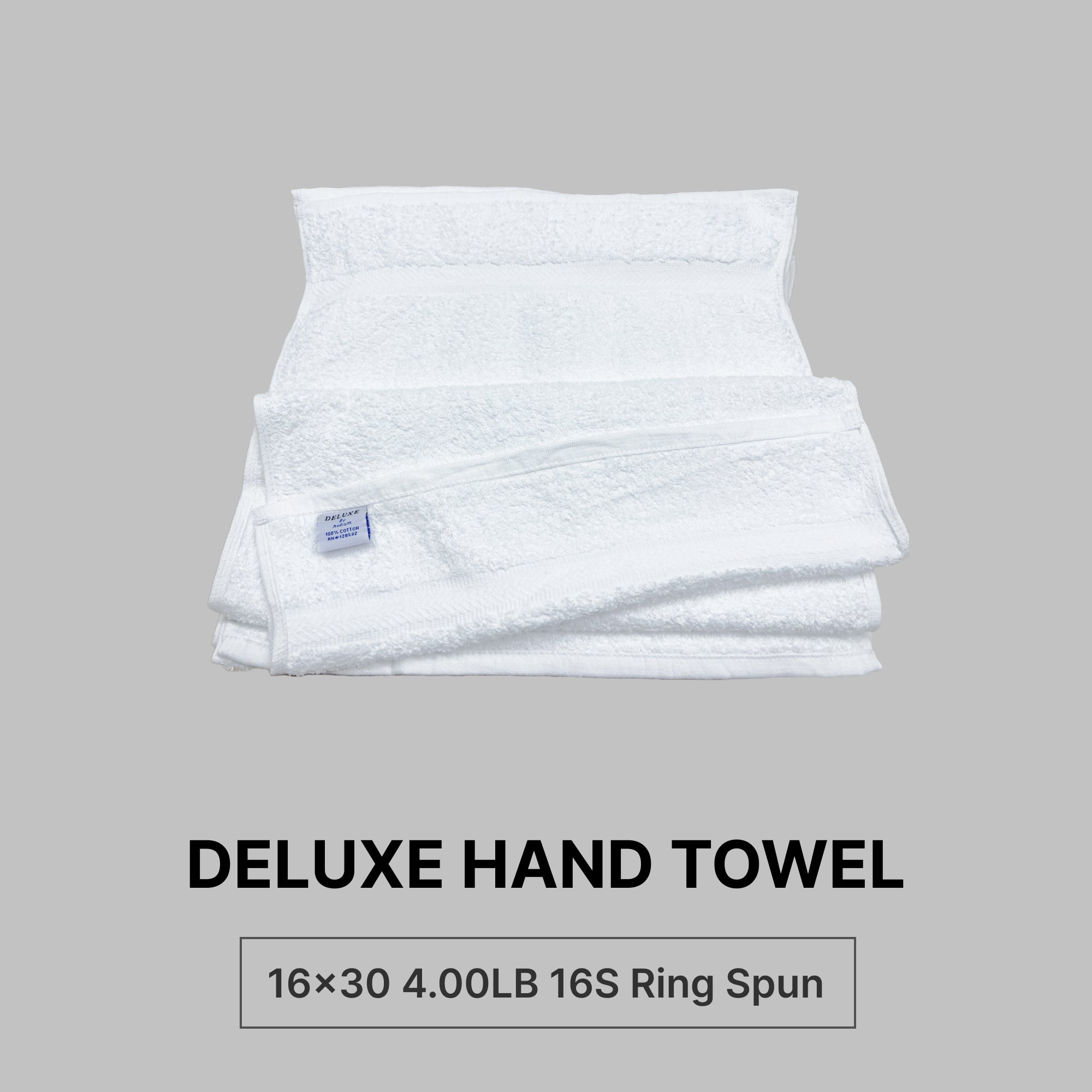 16x30 Hand Towel 4.00LB 16S Ring Spun 100% Cotton [DELUXE],10dz/White Box - Dobby Border