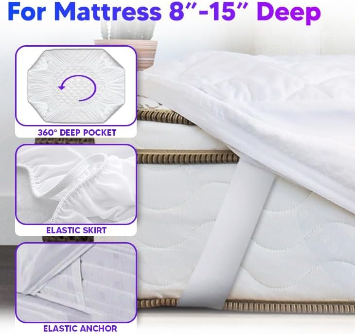 Mattress Pad - Queen - Size 60"x80"x15" (A/B) WITH ELASTIC BAND/8Pcs/Box