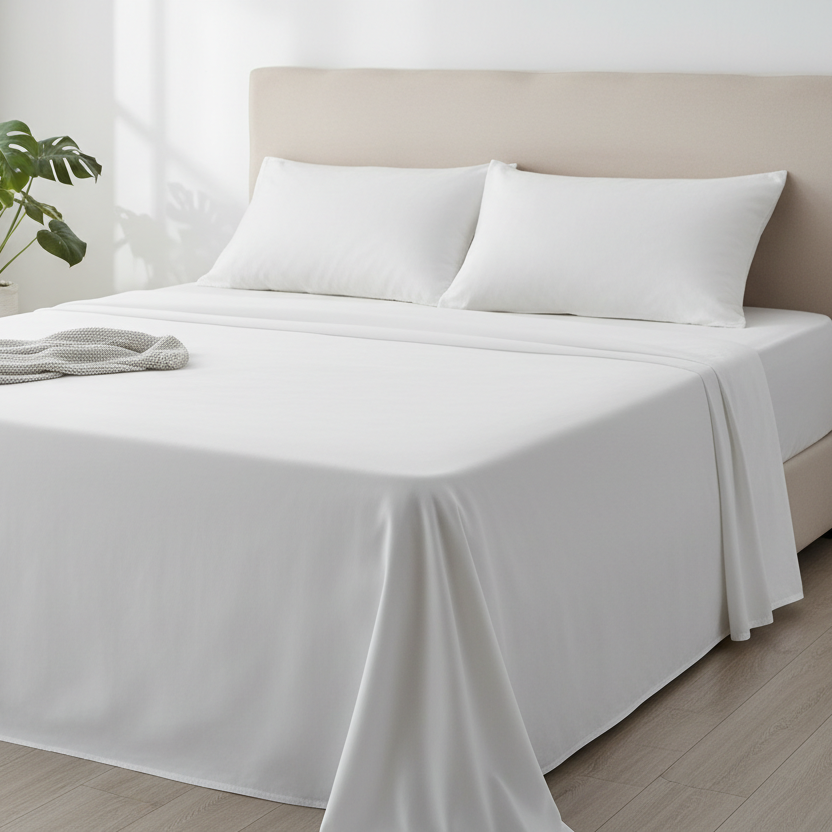 Clean white bedsheet 